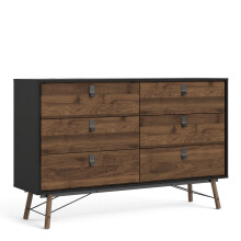 Matt Black Walnut Ry Wide double chest of drawers 6 drawers in Matt Black Walnut - Ry