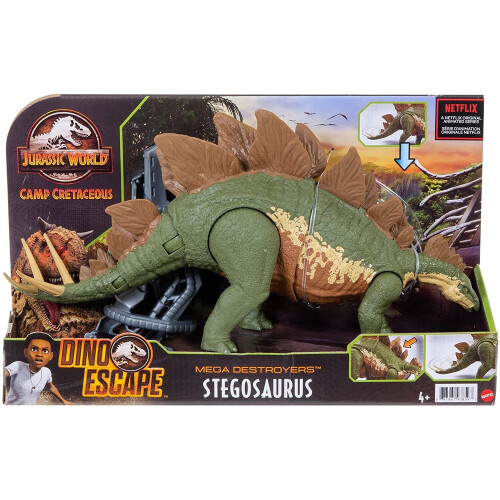 Jurassic World Mattel Jurassic World Toys Camp Cretaceous Mega Destroyers Stegosaurus Dinosaur Action Figure  Toy Gift with Movable Joints  Attack and Breakout Featu