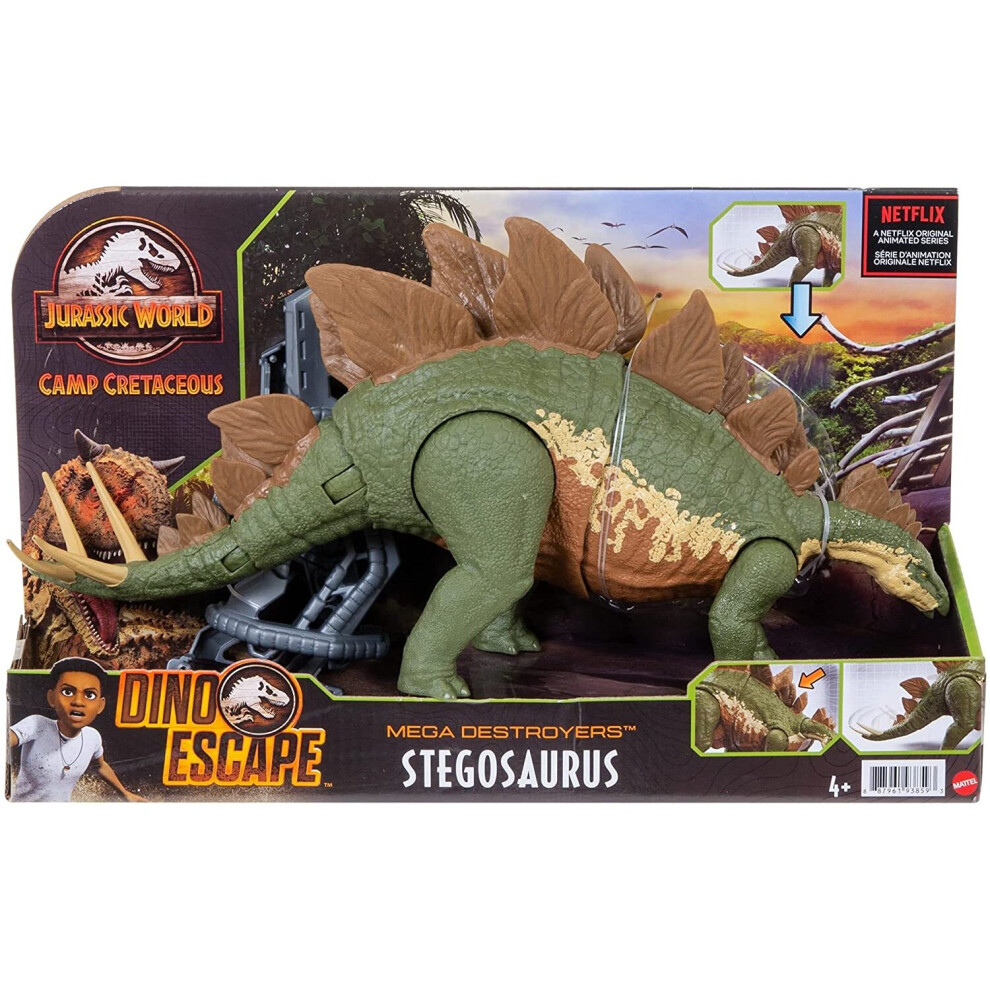 Jurassic World Mattel Toys Camp Cretaceous Mega Destroyers Stegosaurus Dinosaur Action Figure Toy Gift With Movable Joints Attack And Breakout Featu