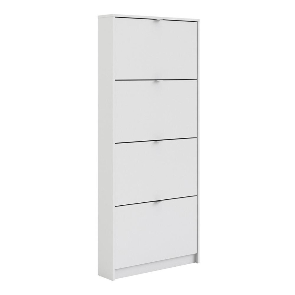 White Shoe Cabinet With 4 Tilting Doors And 1 Layer - Shoes