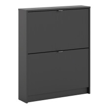 Matt Black Shoe cabinet with 2 tilting doors and 1 layer - Shoes
