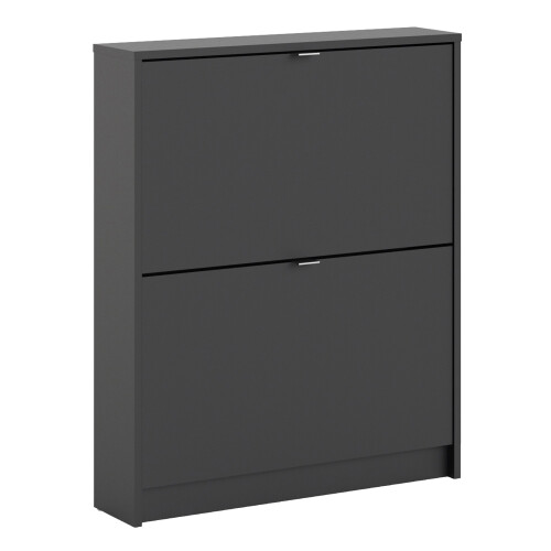 Matt Black Shoe cabinet with 2 tilting doors and 1 layer - Shoes