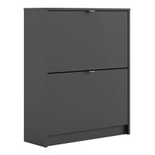 Matt Black Shoe cabinet with 2 tilting doors and 2 layers - Shoes