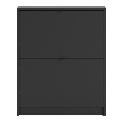 Matt Black Shoe cabinet with 2 tilting doors and 1 layer - Shoes 1