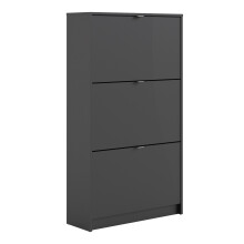 Matt Black Shoe cabinet with 3 tilting doors and 2 layers - Shoes