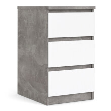 Grey and White High Gloss Naia Bedside - 3 Drawers in Concrete and White High Gloss - Naia