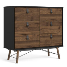 Matt Black Walnut Ry Double chest of drawers 6 drawers in Matt Black Walnut - Ry