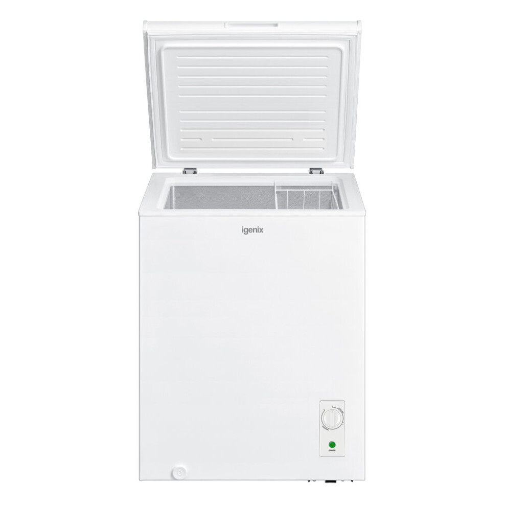 Igenix Ig100 Freestanding Chest Freezer, 99 Litre Capacity With Freezer Basket, Suitable For Outbuildings And Garages, White