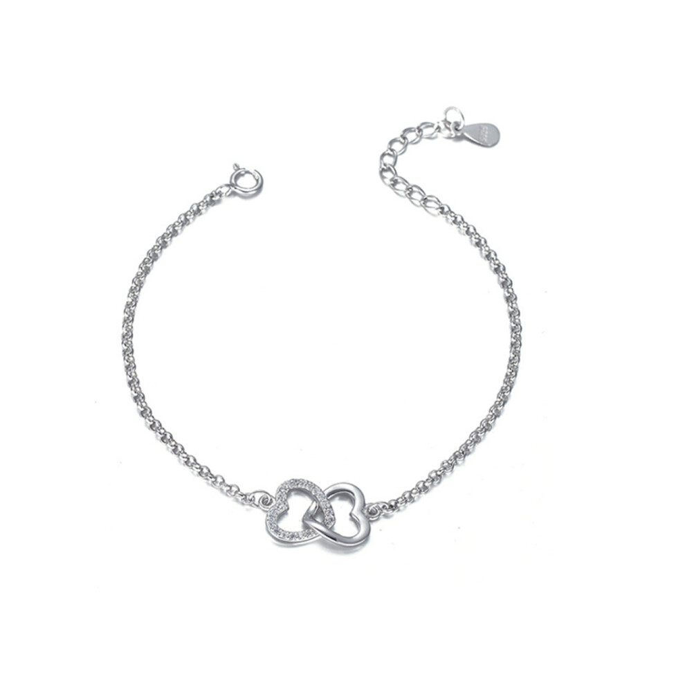 BS42 Jewelry Female S925 Sterling Silver Heart-shaped Shiny Bracelet Light Luxury Exquisite Bracelet Personalized Gift-image-OPC-P86H8HZ-NEW