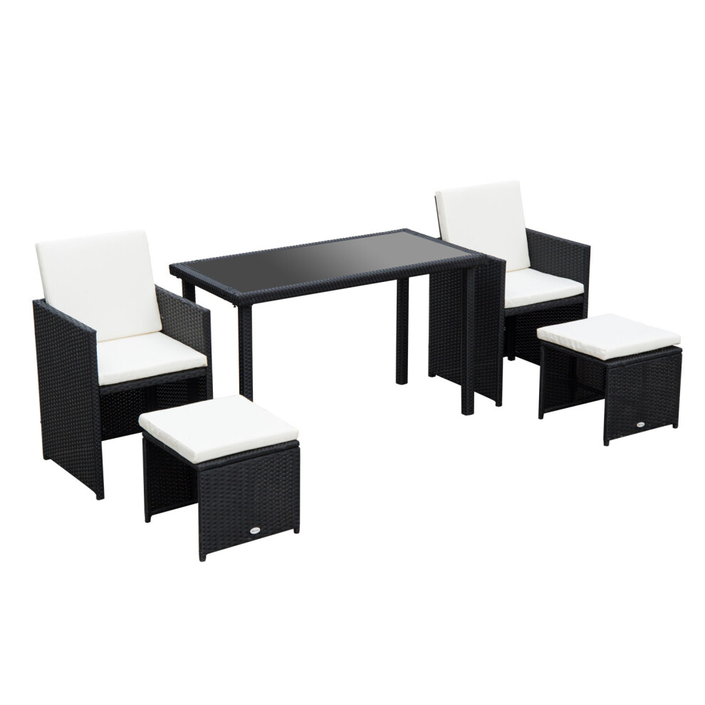 5pc Outsunny Rattan Dining Set For Two | Outdoor Dining Set
