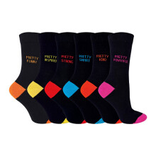 Sock Snob - Sock Snob - 6er Pack Damen Baumwolle Socken mit Lustige Gemustert in Schwarz