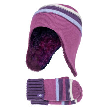 (3-6 Years, Rot-violett) Heat Holders - Heat Holders - Mädchen Bommel Hut und Fäustlinge | Winter Mütze Fäustlinge Set