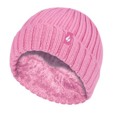 (7-10 Years, Chateau Rose) Heat Holders - Heat Holders - Mädchen Warme Plüsch Mütze mit Pompon | Winter StrickMütze Bommel