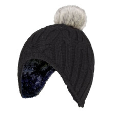 (3-6 Years, Schwarz) Heat Holders - Heat Holders - Mädchen Mütze mit Bommel Stricken Winter Beanie Mütze mit Pompon