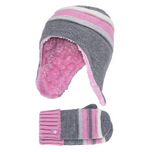 (3-6 Years, Kieselgrau) Heat Holders - Heat Holders - Mädchen Bommel Hut und Fäustlinge | Winter Mütze Fäustlinge Set