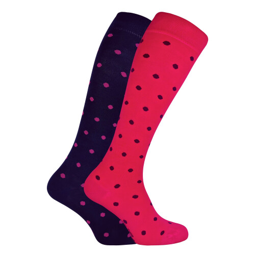 (4-7, Polka Dot) Sock Snob - 2 Pack Ladies Extra Long Patterned Knee High Bamboo Socks