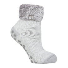 (04-Aug, Silbergrau (Queenstown)) Heat Holders - Heat Holders 1 Paar Damen Bettsocken mit ABS Stopper | Antirutsch Kuschelsocken