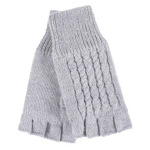 (One Size, Hellgrau) Heat Holders - Heat Holders Damen Winter Strick Handschuhe Fingerlos Plush Fleece Gefüttert