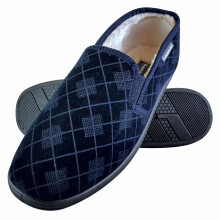 Dunlop - Dunlop - Plüsch Plaid Checked Memory Foam Mokassin Hausschuhe mit Harter Sohle