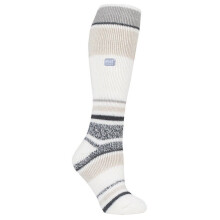 (04-Aug, Cremefarbener Streifen) Heat Holders - Heat Holders Thermo Skisocken Damen | Dicke Socken Bunt Gestreift Warm