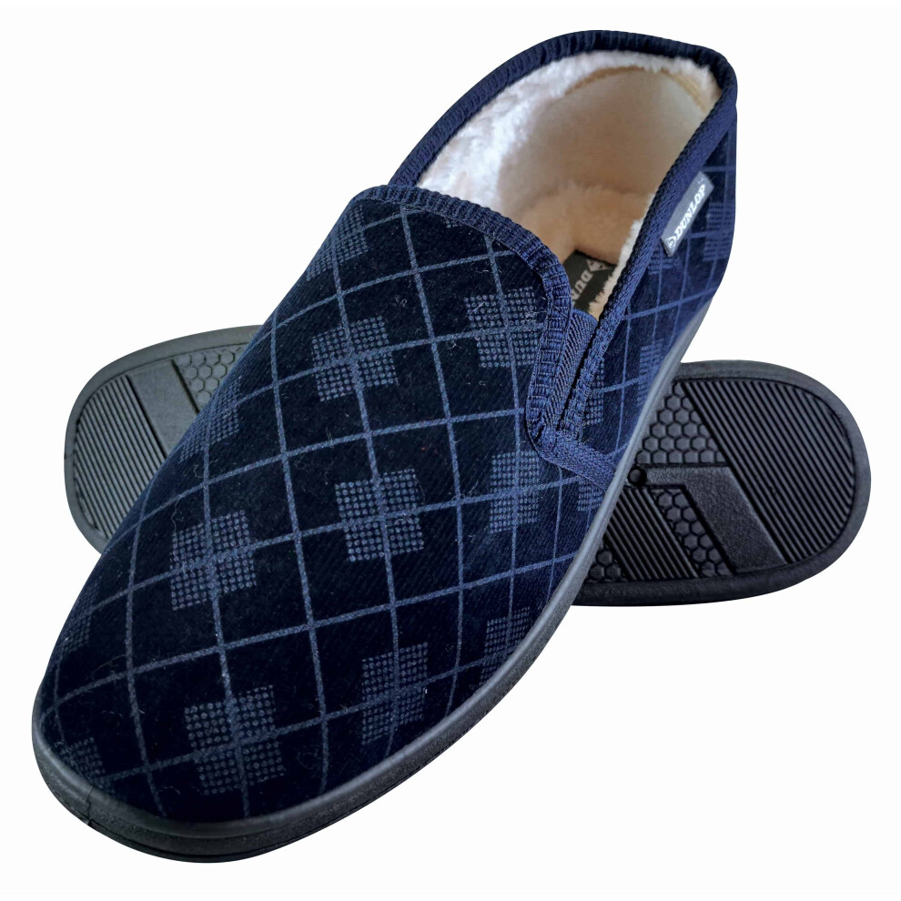 Plush Fur Lined Memory Foam Checked Moccasin Slippers With Hard Sole