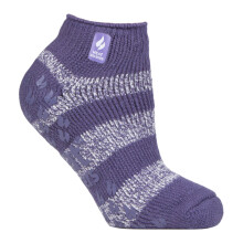 (04-Aug, Maulbeerlila/Weiß (Valencia)) Heat Holders - Heat Holders - Damen Kurze Warme Socken | Füßlinge Thermosocken Sneaker mit ABS