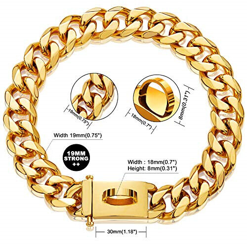 (24") Gold Dog Chain Collar,Strong Metal Chain Collar 1
