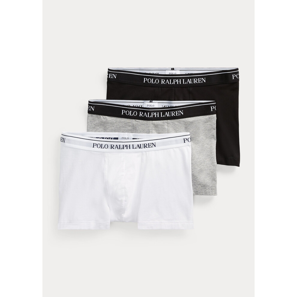 (XL) Polo Ralph Lauren Classic Boxer Trunks 3-Pack ( White/Heather/Black )