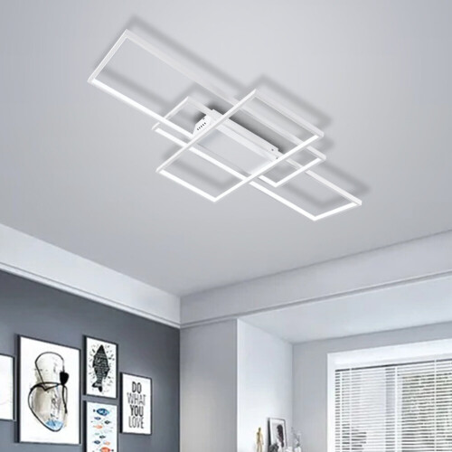 Living And Home (Cool White) Modern Rectangle LED Chandelier Ceiling Light 2
