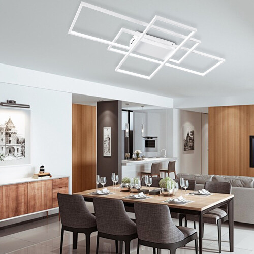 Living And Home (Cool White) Modern Rectangle LED Chandelier Ceiling Light 1