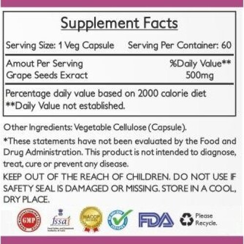 Health First Grape Seed Extract - 500 mg (60 Capsules) 1