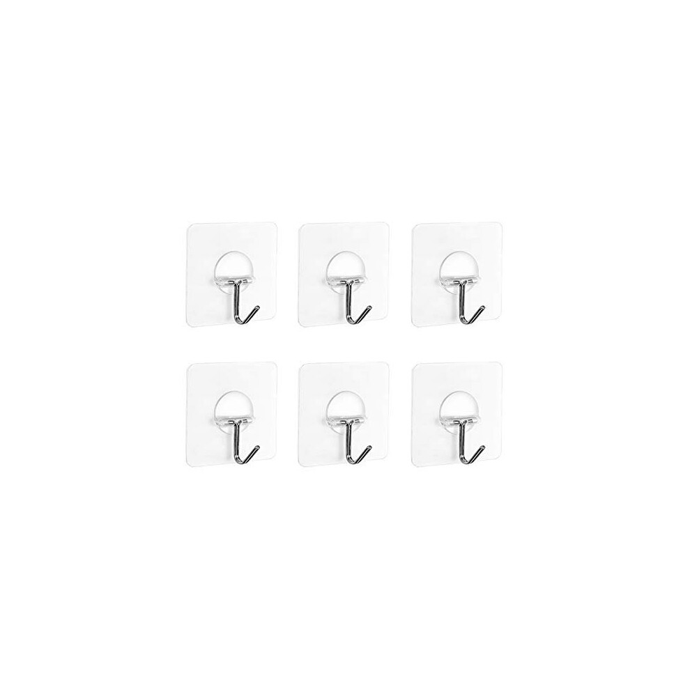 Adhesive Hooks - 6 Pcs Clear Hooks Self Adhesive Plastic Sticky Hooks 723508574063
