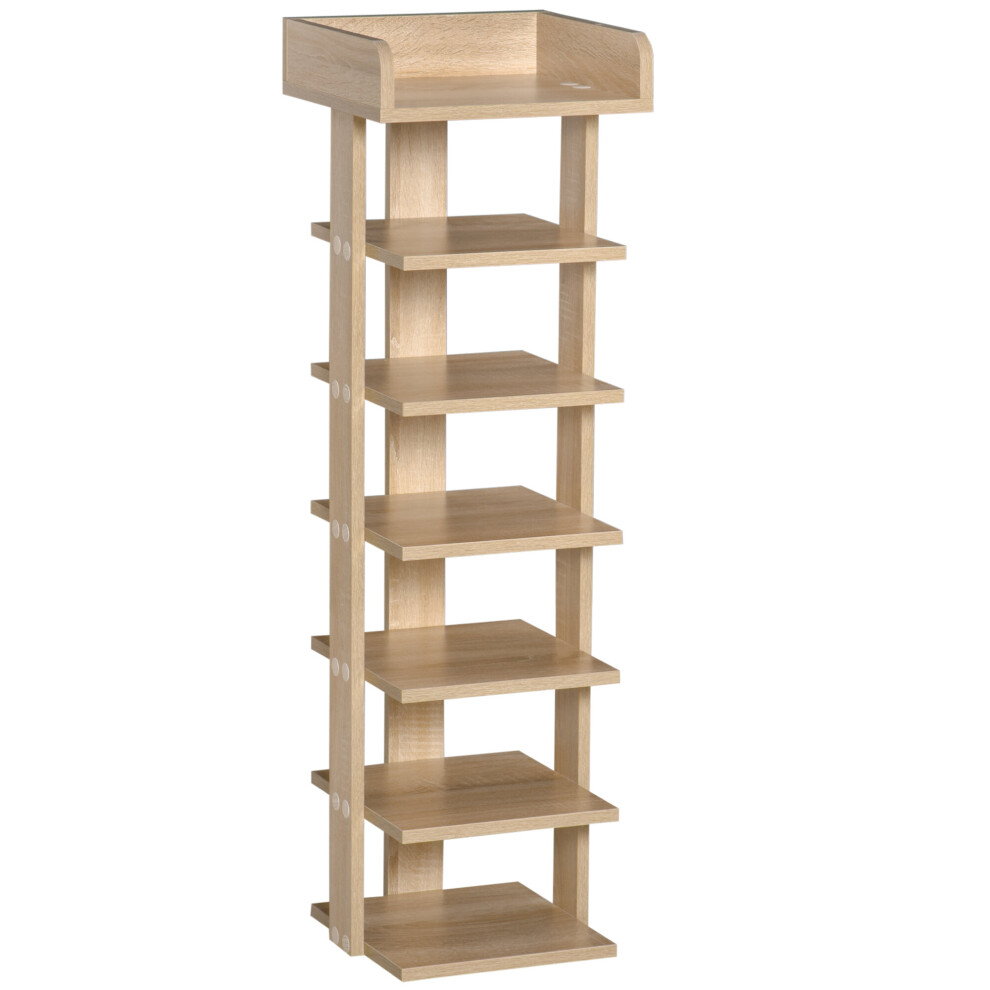 Homcom 7 Tier Shoe Rack Organizer Storage Shelf Wooden Display Cabinet