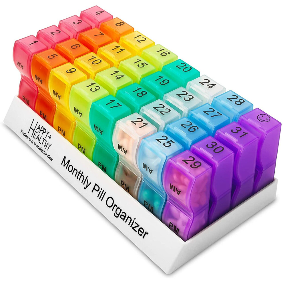 Brand:-Medca Monthly Pill Organizer - 32 Compartments Am/Pm Daily Pill Organizer 2 Times A Day, Pill Dispenser And Organiser Caddy By Medca