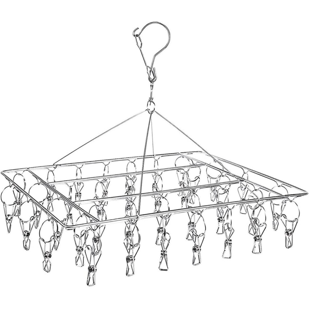 Sock Drying Racks with 30pcs Laundry Pegs Laundry Drip Hanger Laundry Clothesline Hanging Rack Metal Clothespins Rectangle For...
