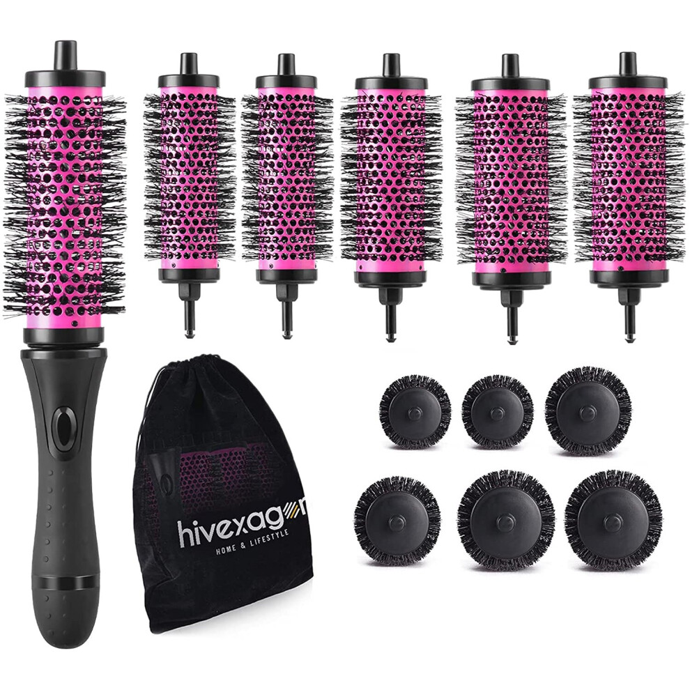 Hivexagon Round Hair Brush Set with Detachable Barrels Styling Tool, 6 Barrels 1 Handle, Small Medium Large BT023