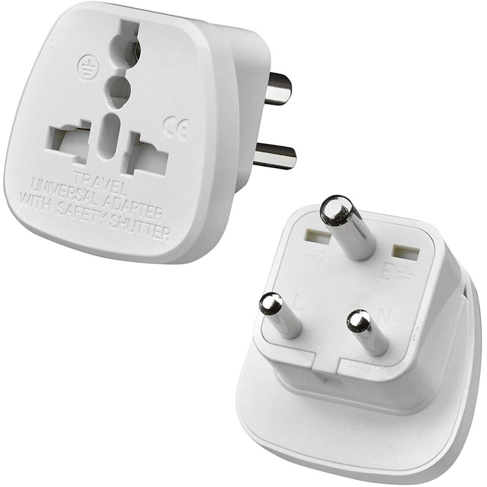 TEC UK - 2 X UK to India Travel Adapter, 3 Pin Prong Plugs for Visitor from UK, Europe, USA, Australia to India (PACK OF 2)