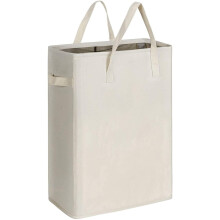 Chrislley Slim Laundry Basket Small Foldable Laundry Hamper Collapsible Washing basket Durable Laundry Bin with Handle(45L,Beige)