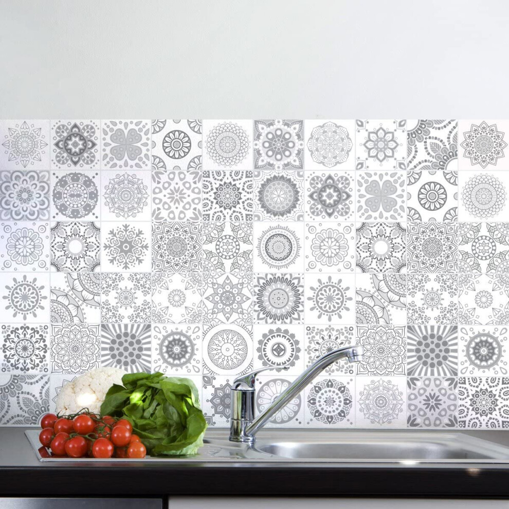 Ambiance 60 Stickers For Tiling | Adhesive Sticker Tileâ ÂÂ Bathroom And Kitchen Mosaic Wall Tiles, Grey Shade, 10Â X 10Â Cm,... 5415231255146