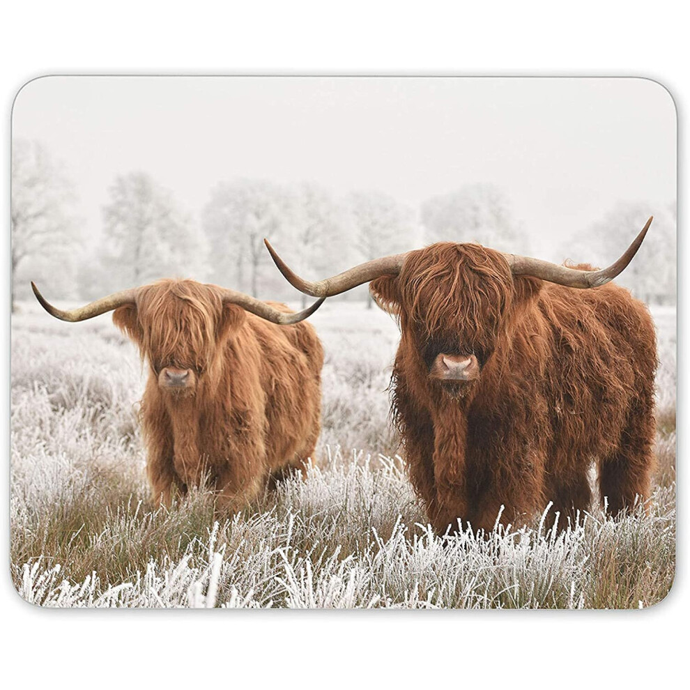 Angus Wild Cows Herd Mouse Mat Pad - Winter Highlands Computer #14591 7625847822535