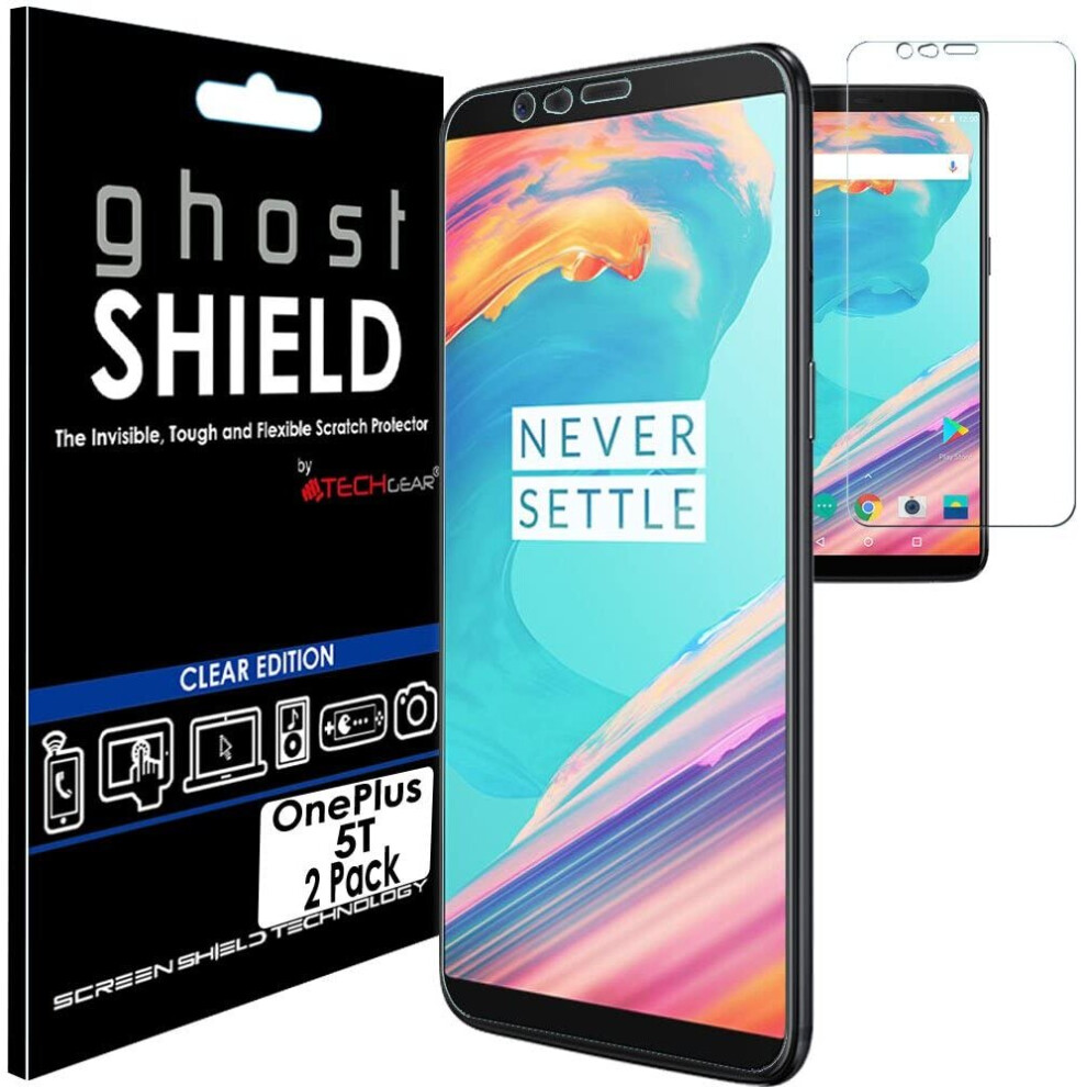 Techgear [2 Pack] Screen Protectors To Fit Oneplus 5T [Ghostshield Edition] Genuine Reinforced Flexible Tpu Screen Protector...