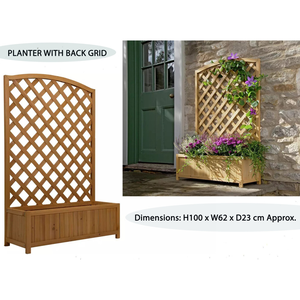 HMWD Garden Trellis Planter Wooden Flower Pot- H100 x W62 x D23 cm-image-OPC-P86KX2S-NEW