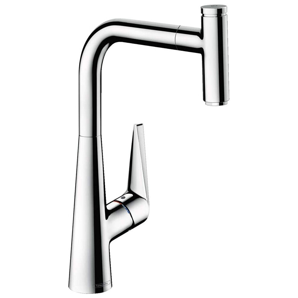 hansgrohe Talis Select S kitchen tap 300 with pull out spray, 150 swivel range and start/stop push button, chrome 72821000