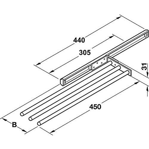 Anodised Aluminium 3 Rail Telescopic Towel Rail 1