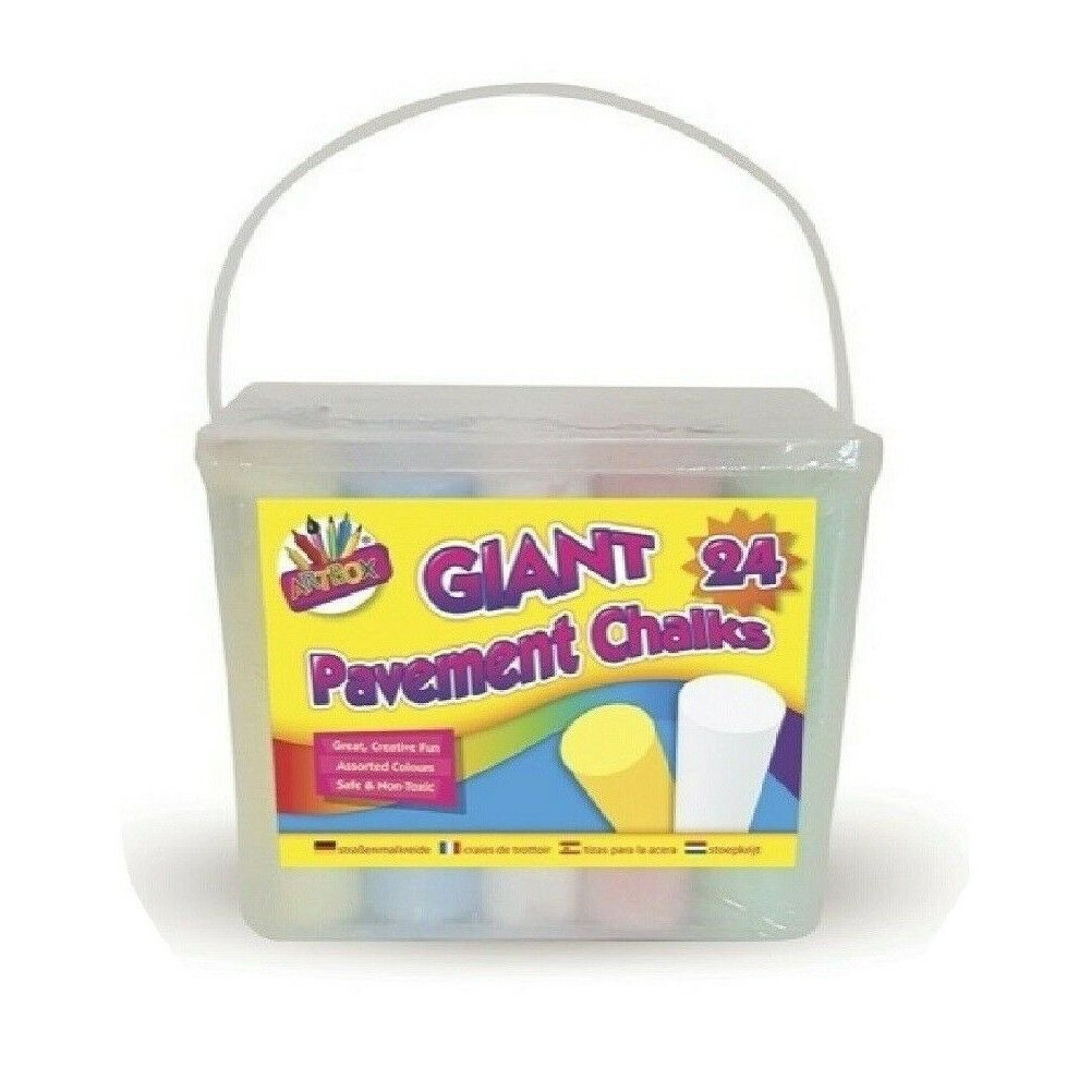 24 x Giant Chalks Pavement Street Art Large Mixed Colour Sticks Craft Box 5359