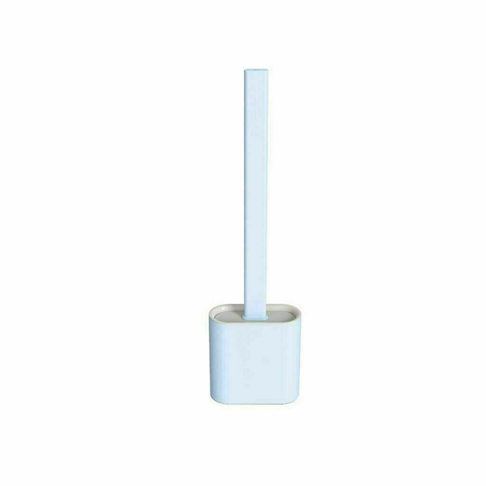 (Blue) Silicone Toilet Toilet Brush Holder Cleaning Set