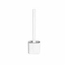 (White) Silicone Toilet Toilet Brush Holder Cleaning Set
