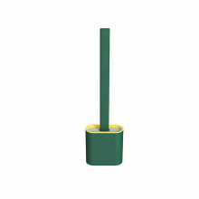 (Green) Silicone Toilet Toilet Brush Holder Cleaning Set