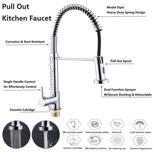 Chrome Monobloc Kitchen Sink Mixer Tap Swivel and Spring Spout 2