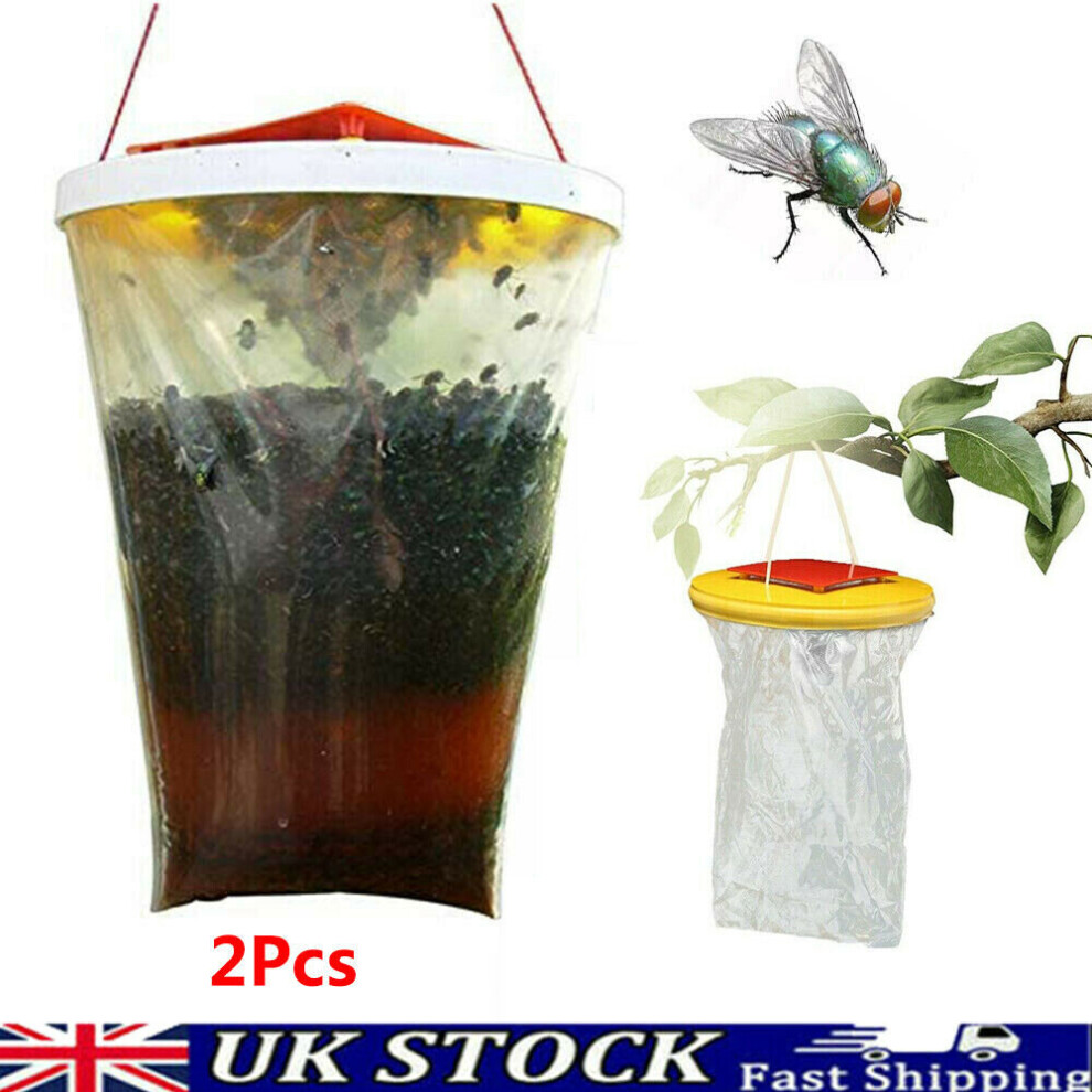 2X Fly Bag Trap Red Top Catcher Kills 20,000 Flies, Insect Pests